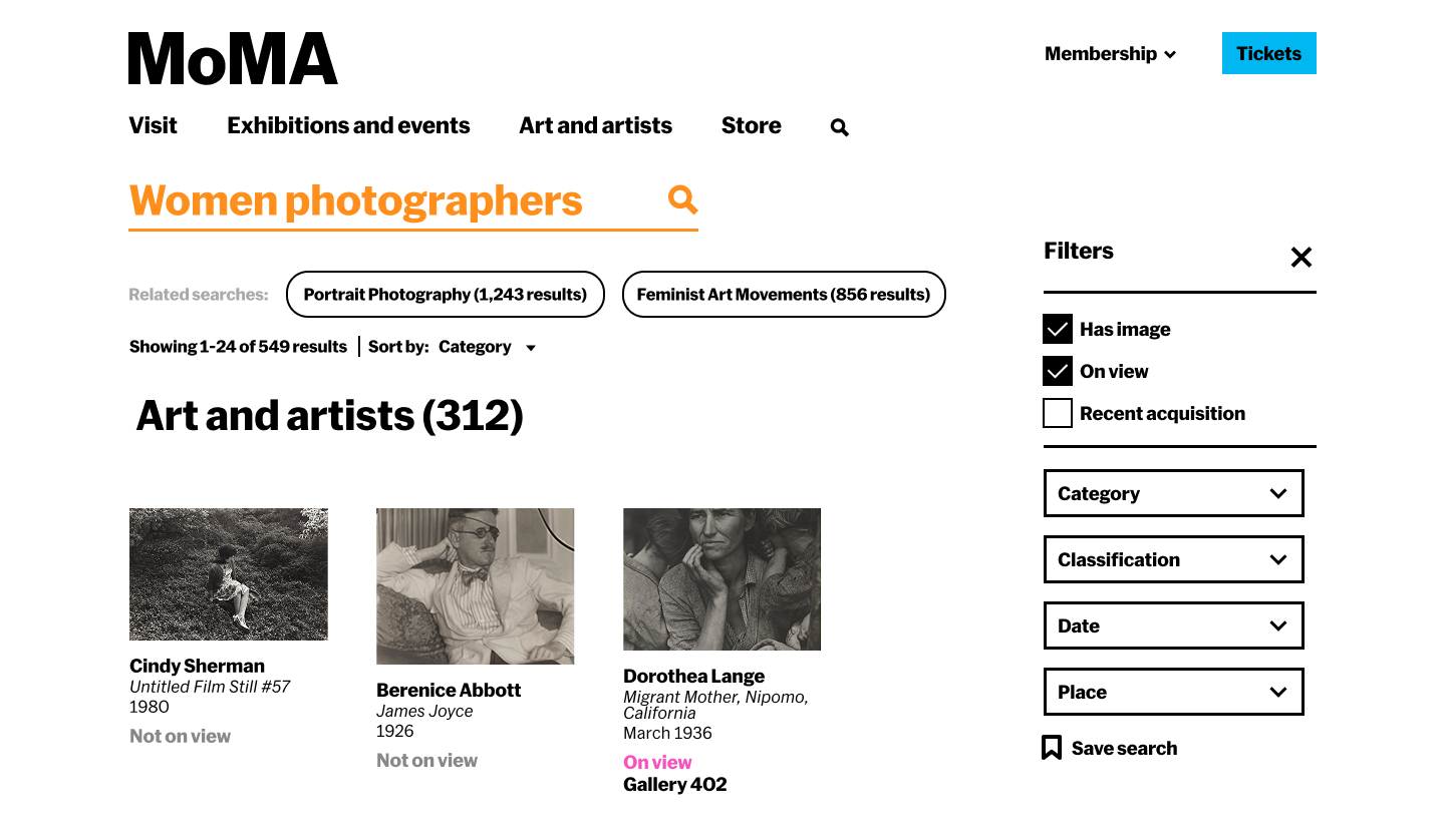 MoMA search — direction not taken